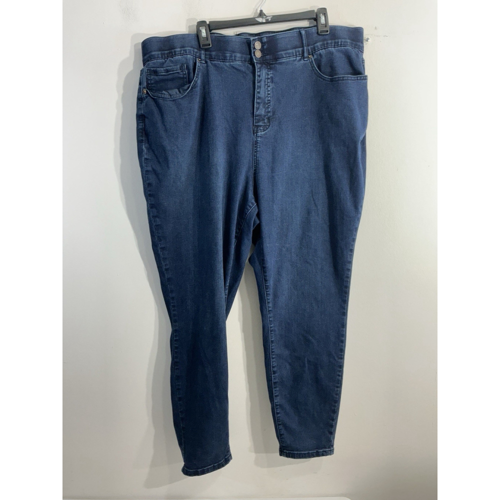 Womans Fashion To Figure Blue Jeans 24 Dark Wash Elastic Waist
